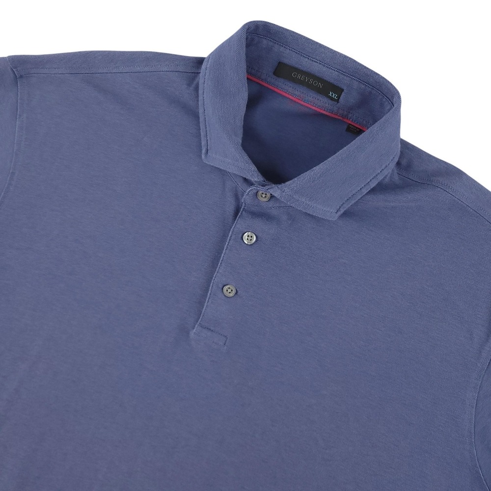 Greyson Brrr Polo Shirt Mens 2XL Blue Solid Golf Performance Stretch Logo Top